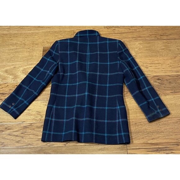 Miss Pendleton Virgin Wool Blazer Jacket Blue Plaid Made In USA. Sz 4 - Picture 3 of 6